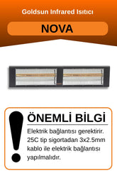 Goldsun Nova 3000 Watt GSN30 Kumandasız Elektrikli İnfrared Isıtıcı-Siyah